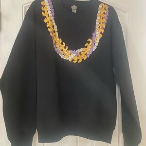 Puakenikeni, Crown Flower and Pikake black sweat shirt. Great for Christmas!!🎄